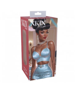 Close-up of the Xkin Pinup Girls Lulu Liplust Stroker in brown