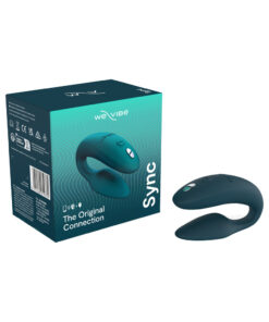 We-Vibe Sync 2 Green Velvet couples vibrator with adjustable curved arm and remote control