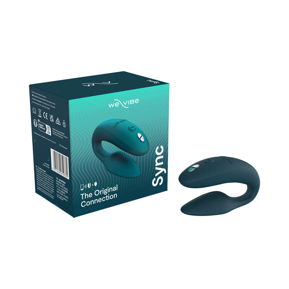 We-Vibe Sync 2 Green Velvet couples vibrator with adjustable curved arm and remote control