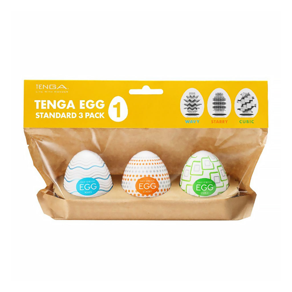 Three Tenga Egg Standard 3-Pack I eggs with Stepper