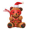 Plush Master Series Holiday Bondage Bear Keychain Brown with Santa hat and kinky red accessories attached to a bag.