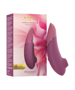 Womanizer Next Sensual Collection Dusky Pink on soft pink satin