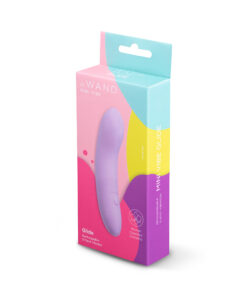 Le Wand Mini Vibe Glide compact G-spot vibrator with silicone tip on white background showing travel-ready size