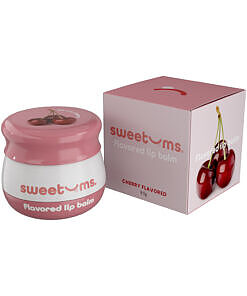Sweetums Flavored Lip Balm Cherry tube with built-in mirror and applicator