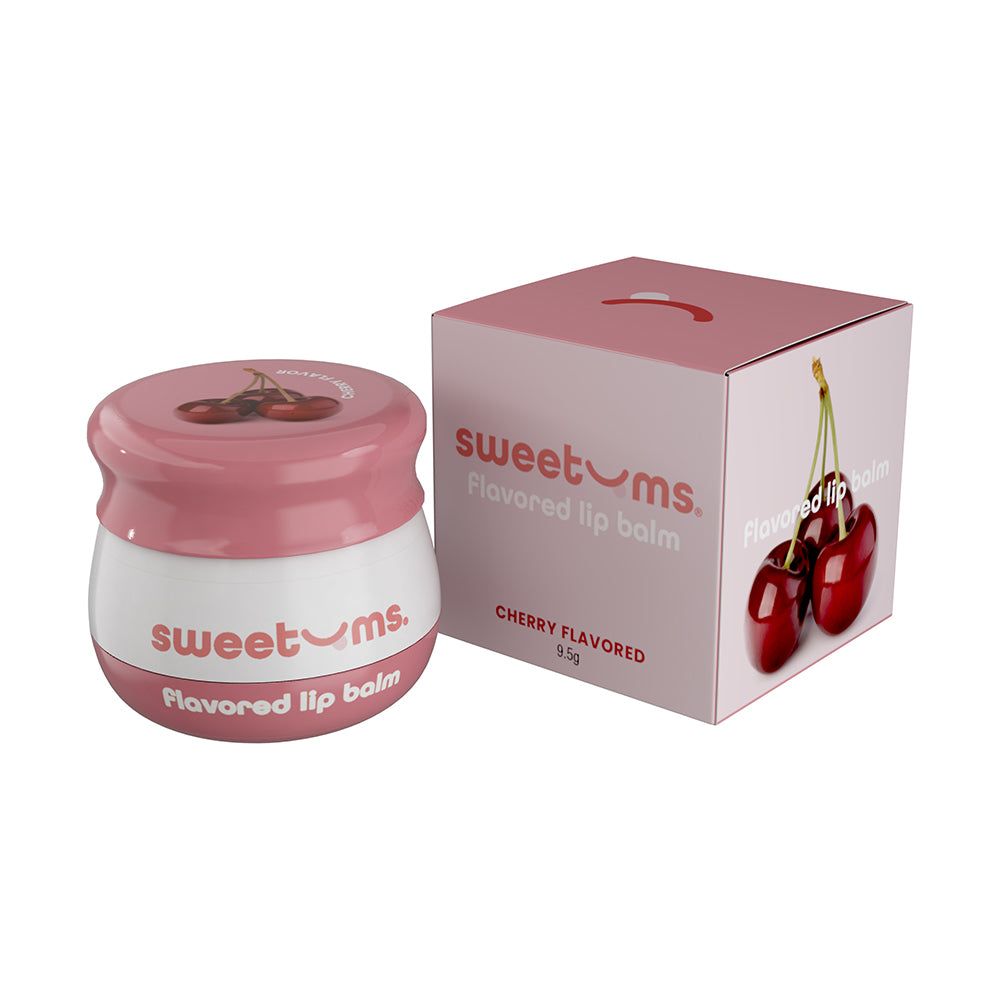 Sweetums Flavored Lip Balm Cherry tube with built-in mirror and applicator