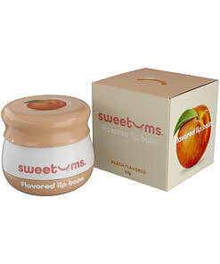 Sweetums Flavored Lip Balm Peach tube with built-in mirror