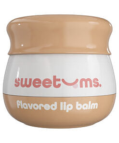 showcasing peach flavor lip balm.