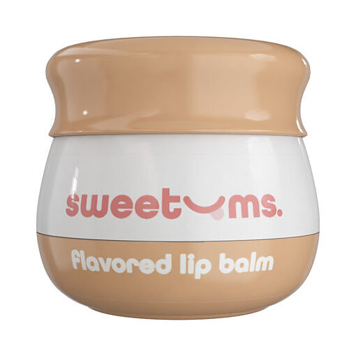 showcasing peach flavor lip balm.