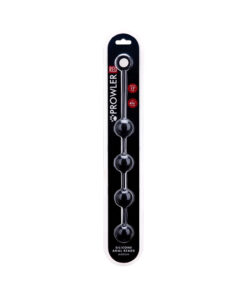 Prowler RED Medium Silicone Anal Beads with five graduated red silicone spheres and flared base on white background