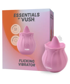 VUSH Essentials Flicking Vibrator shown in soft purple silicone with a flickering curved tip against a clean background.