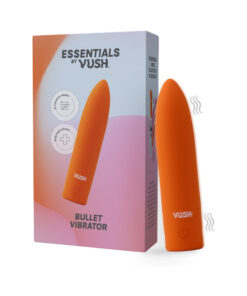 VUSH Essentials Bullet Vibrator showcasing its sleek pink silicone surface and compact size