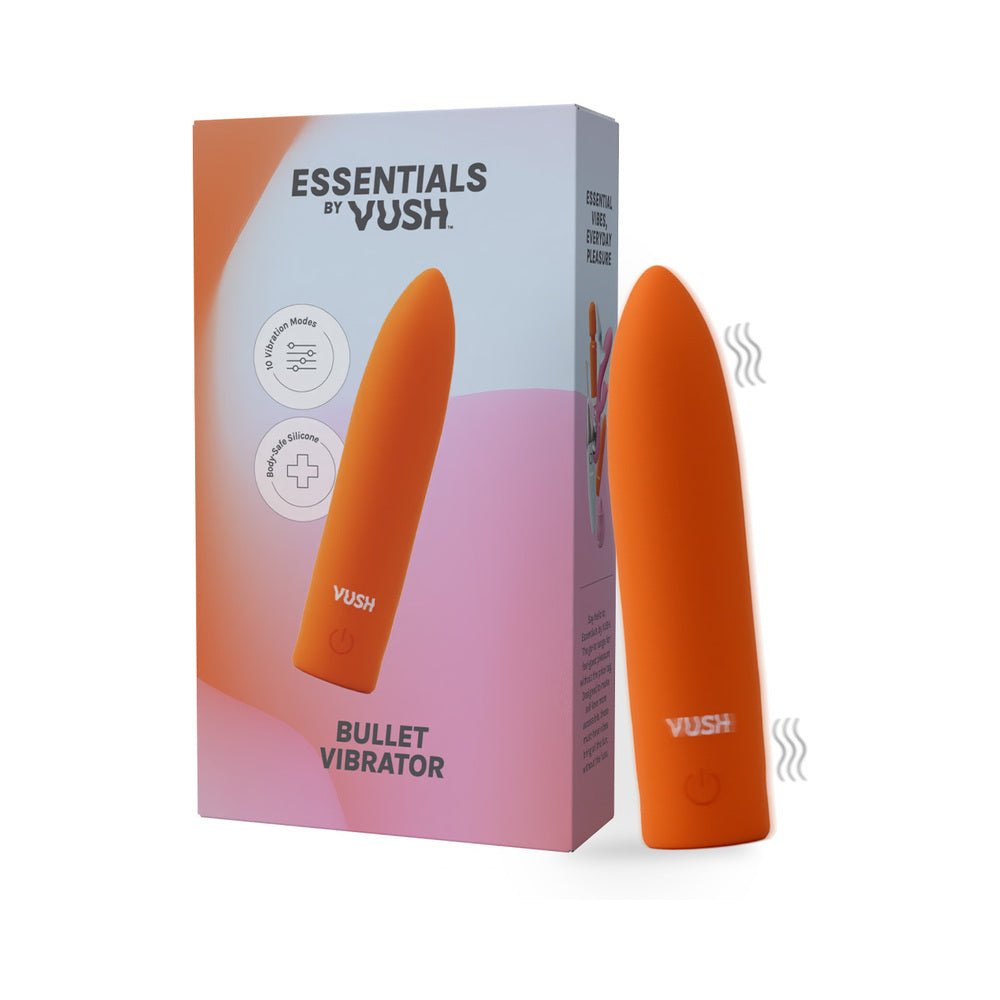 VUSH Essentials Bullet Vibrator showcasing its sleek pink silicone surface and compact size