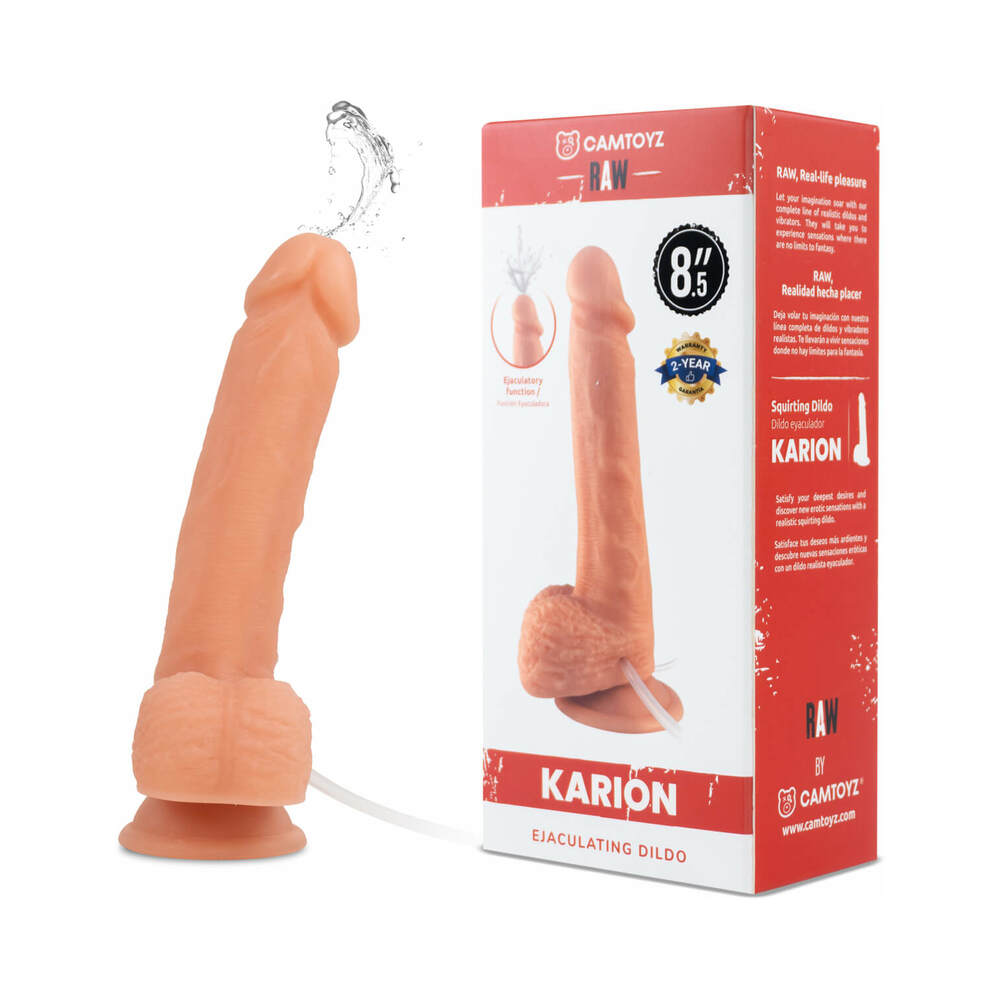 Camtoyz Realistic Squirting Dildo Karion showing real flesh tone