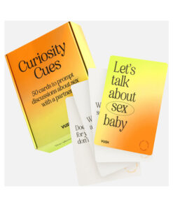 VUSH Curiosity Cues Cards: A stack of 50 thought-provoking intimacy prompts in a stylish box
