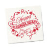 Stack of Twisted Wares Happy Alcoholidays Napkins featuring the pun-intended Alcoholidays graphic on a festive table setting.
