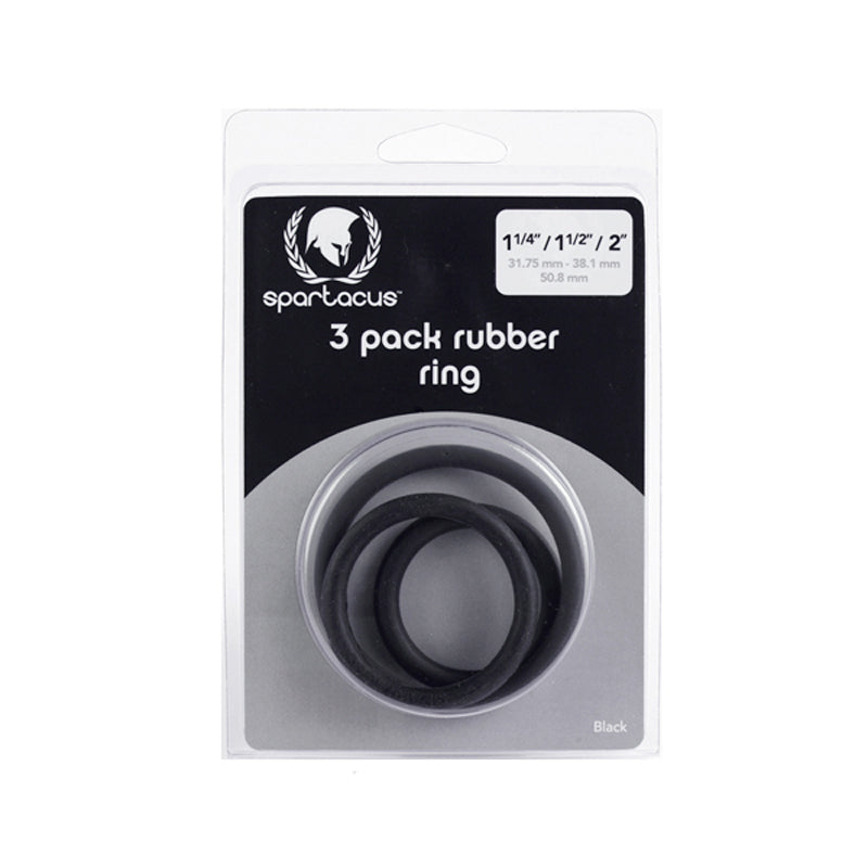 Three black rubber cock rings from Spartacus