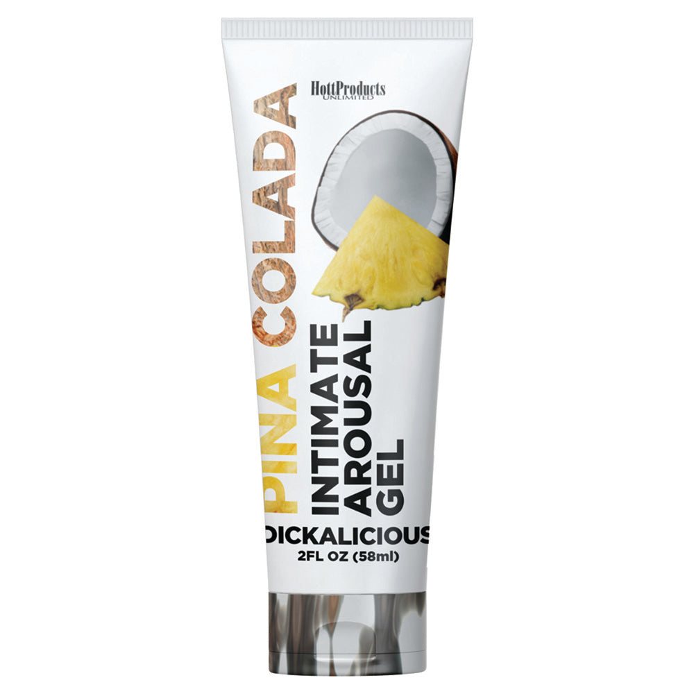 Dickalicious Arousal Gel Pina Colada tube with tropical label