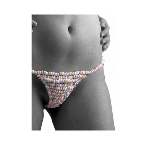 showing its colorful multi-flavored segments and one-size elastic design.