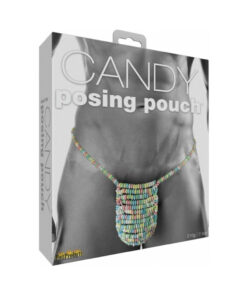 Candy Posing Pouch in bright pink candy material on white background
