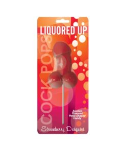 Liquored Up Cock Pop-Strawberry Daiquiri penis-shaped red lollipop on a stick