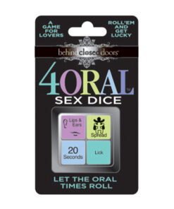 4 Oral Sex Dice spilled on satin sheets