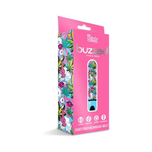 Prints Charming Buzzed Rechargeable 3.5" Bullet - Stoner Chick - Blue - Image 6