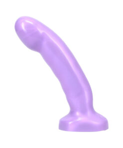 Tantus Acute Lavender (Bag) silicone dildo shown on a plain surface
