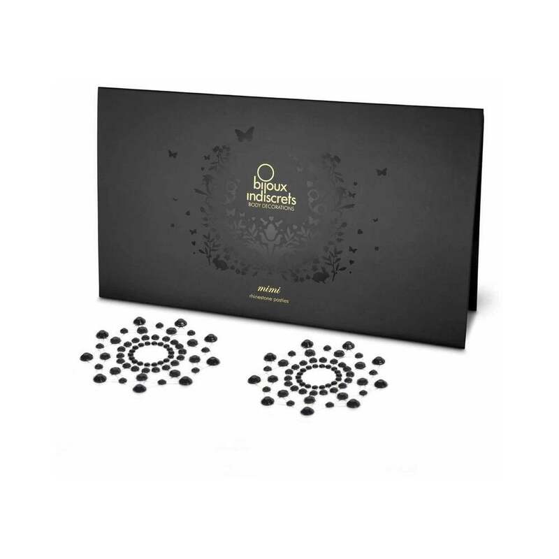 Black Bijoux Indiscrets rhinestone pasties on a surface