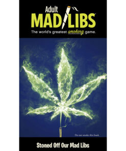 Stoned Off Our Mad Libs paperback book with colorful cover featuring a cartoon character relaxing on a couch.