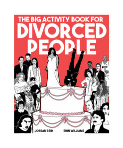 Cover of The Big Activity Book for Divorced People with bright yellow cover and humorous divorce-related activities.