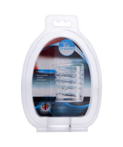 Clear spiral ball stretcher from Trinity Men showing transparent coiled design for gentle tug sensation.