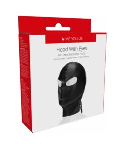 Black PU leather Me You Us Hood with Eyes