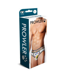 White Prowler Oversized Paw Open Brief size L showcasing a large black paw print across the front
