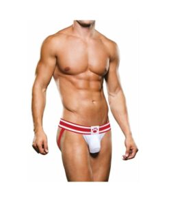 front view showing wide waistband and supportive pouch.