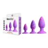 Three Adam & Eve silicone anal trainer plugs in graduated sizes on a white surface