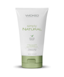 Wicked Simply Natural Aqua Enhanced lubricant 4oz bottle with olive leaf extract